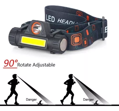 Lanterna Cabeça Capacete Recarregavel Led T6 + 1 Led Cob - Imagem 3