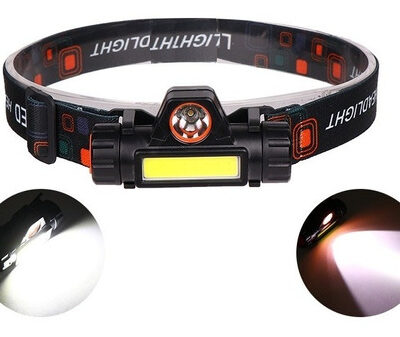 Lanterna Cabeça Capacete Recarregavel Led T6 + 1 Led Cob