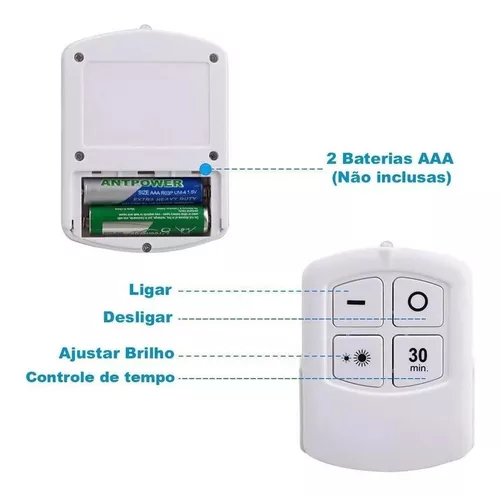 Kit 3 Luminária Lâmpada Led Spot Sem Fio Controle Remoto Cob - Imagem 3