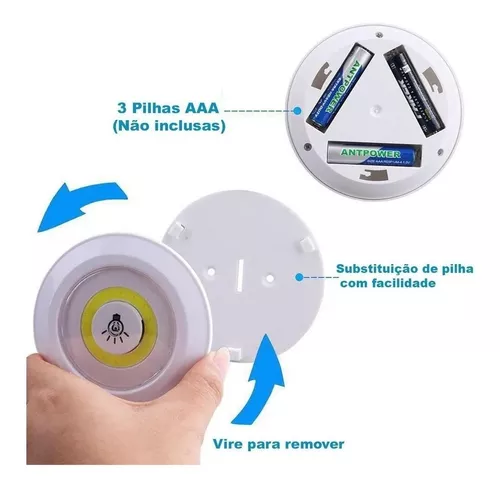 Kit 3 Luminária Lâmpada Led Spot Sem Fio Controle Remoto Cob - Imagem 2
