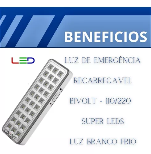 Luz de Emergência Lanterna Led Bivolt Bateria Recarregável Emergência P/ Mesa - Imagem 5