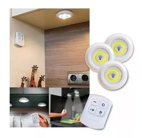 Kit 3 Luminária Lâmpada Led Spot Sem Fio Controle Remoto Cob - Imagem 6