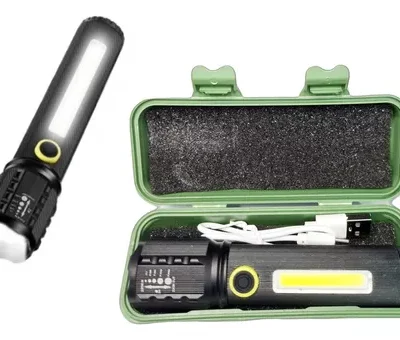 MINI LANTERNA USB Com Led E Zoom Recarregável