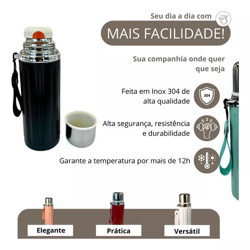 Garrafa Termica Inox 800ml Isolada C/ Infusor Chá Água Café - Imagem 3