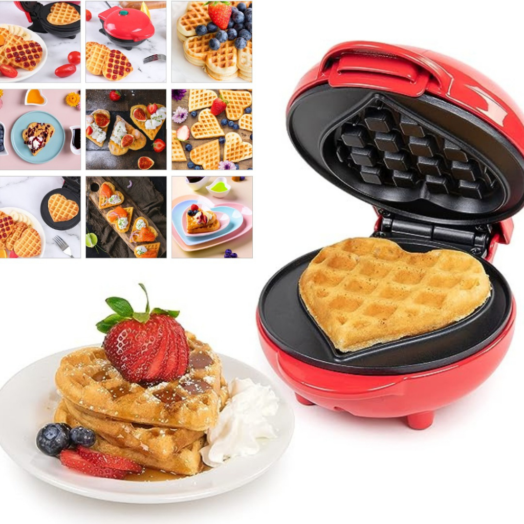 Mini Máquina de Waffles Coração 110v