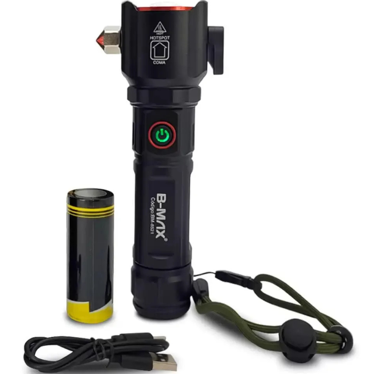 Lanterna De Led Tática com Quebra Vidro B-Max Bm-8521