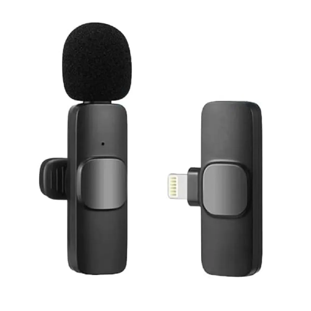 Microfone Lapela Sem Fio Para Lightning Profissional Peining Cor Preto