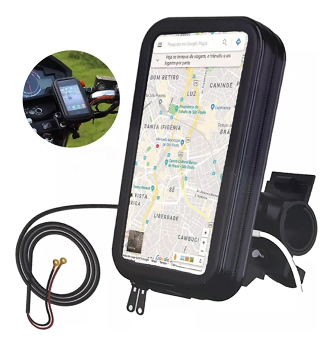 Suporte Celular Moto Carregador Usb Chuva A Prova D Agua - Imagem 6