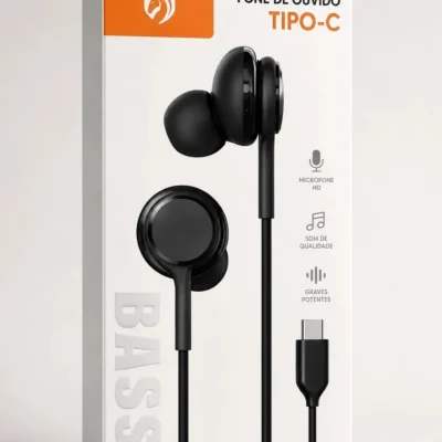 Fone Com Fio Estéreo C Microfone Academia Corrida Preto Tp C