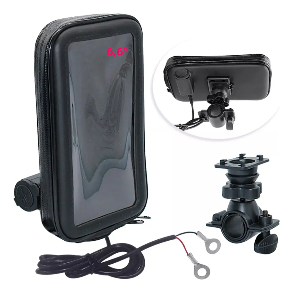 Suporte Celular Moto Carregador Usb Chuva A Prova D Agua - Imagem 7